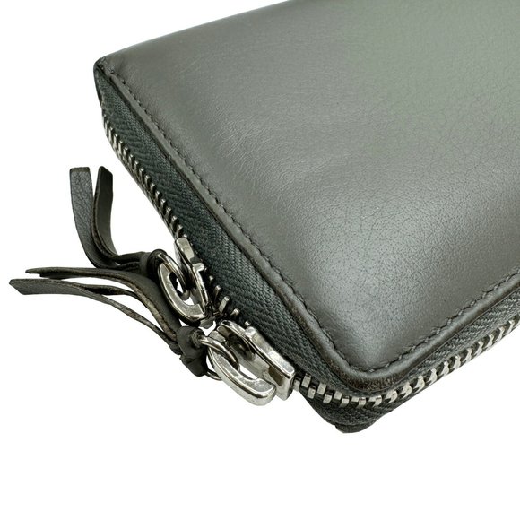 BALENCIAGA 381226 Paper Continental Wallet Round Men's Women's Long Leather Grey - Picture 5 of 10